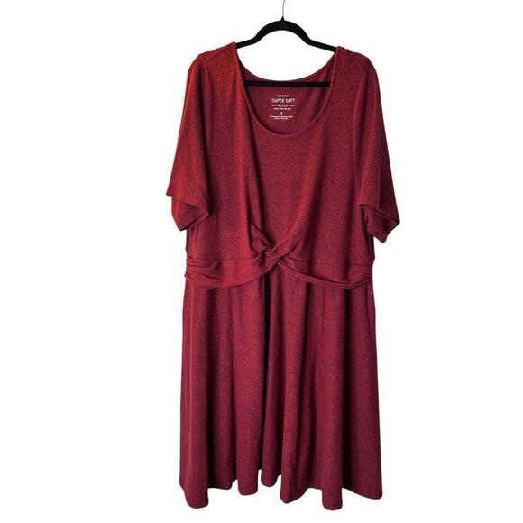 torrid Dresses & Skirts - Torrid Super Soft Plush Sweater Dress Womens Sz 4X Burgundy Short Sleeve Sheath
